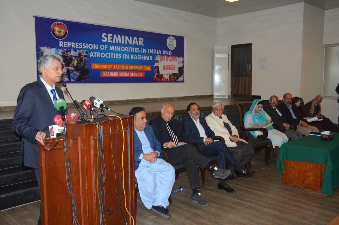 Information minister Murtaza Solangi speaking in Seminar by KMS on India Minorities