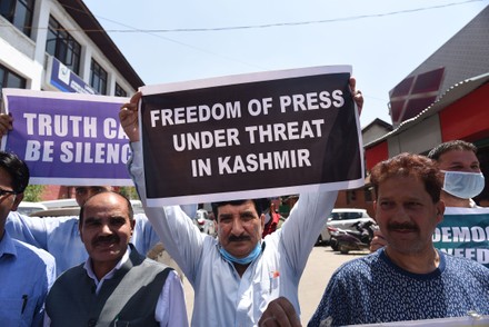 Kashmiri Journalists Protest Against New Media Policy, Srinagar, Jammu and Kashmir, India - 06 Jul 2020